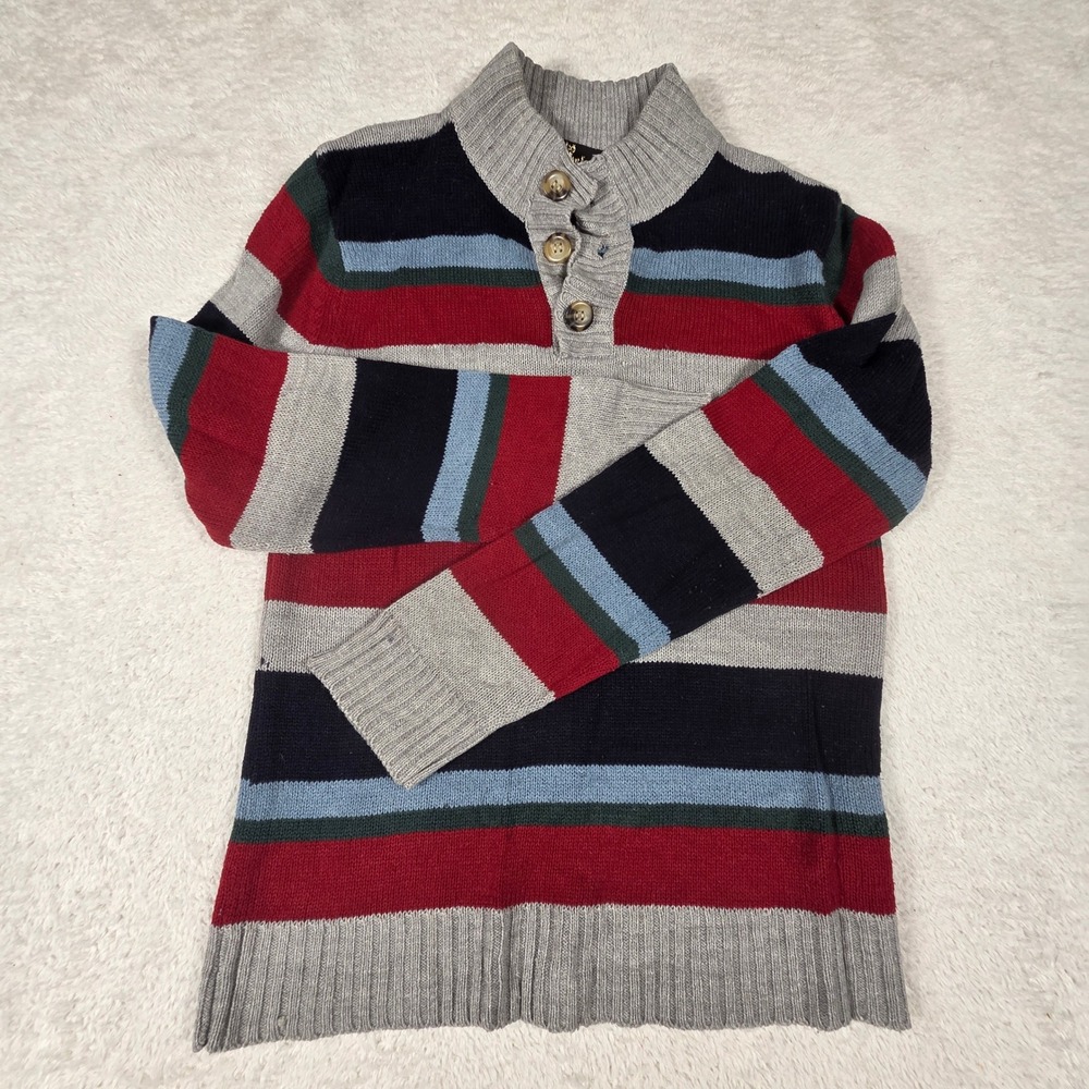 X Label Boys Sweater XL 16/18 Multicolor Striped Mock Neck Button Knit